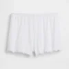 Pantalones cortos de pijama de punto pointelle con dobladillo ondulado