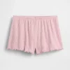 Pantalones cortos de pijama de punto pointelle con dobladillo ondulado