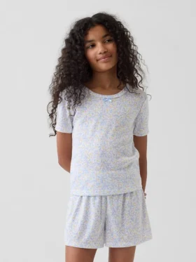 Pantalones cortos de pijama de punto pointelle reciclado para niños