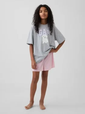 Pantalones cortos de pijama de punto pointelle reciclado para niños