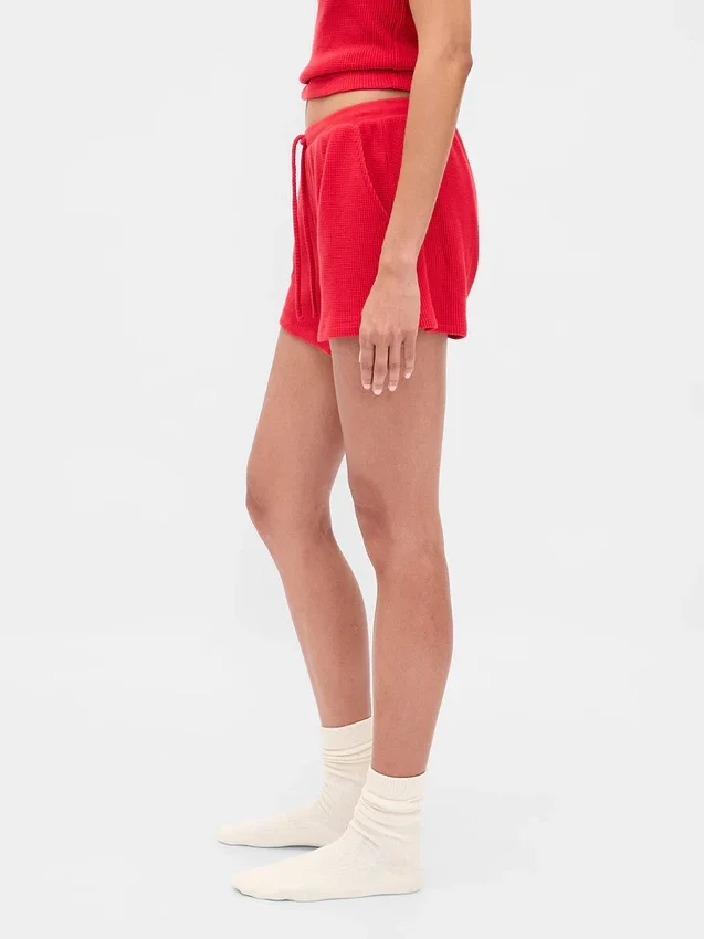 Pantalones cortos de pijama de punto waffle