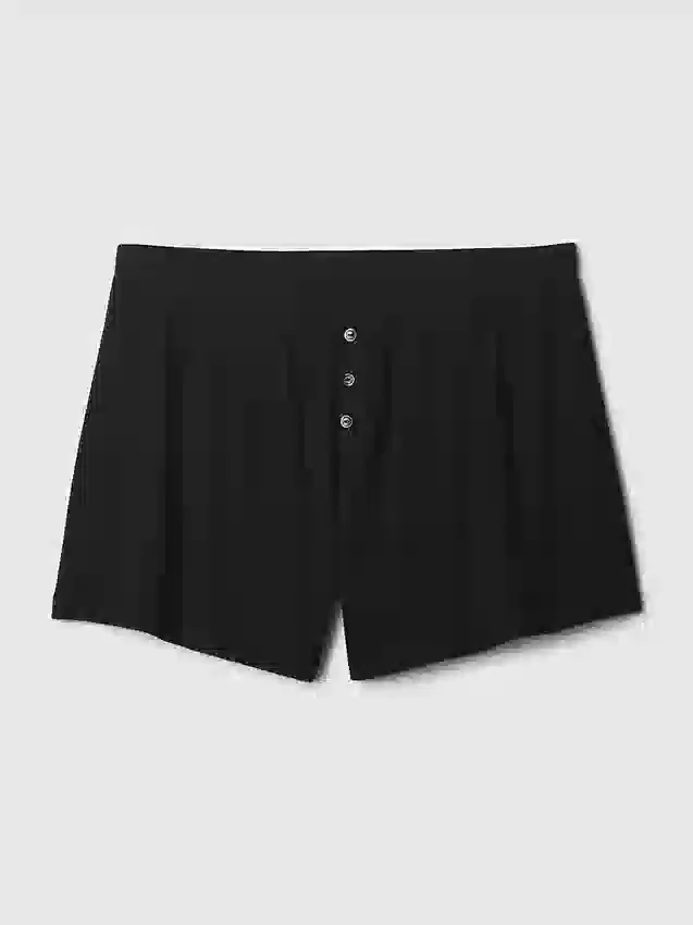 Pantalones cortos de pijama holgados con acanalado fino