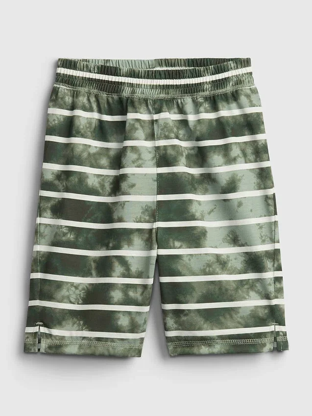 Pantalones cortos de pijama para niños con rayas tie-dye reciclados