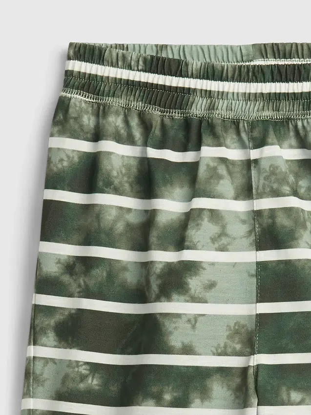 Pantalones cortos de pijama para niños con rayas tie-dye reciclados