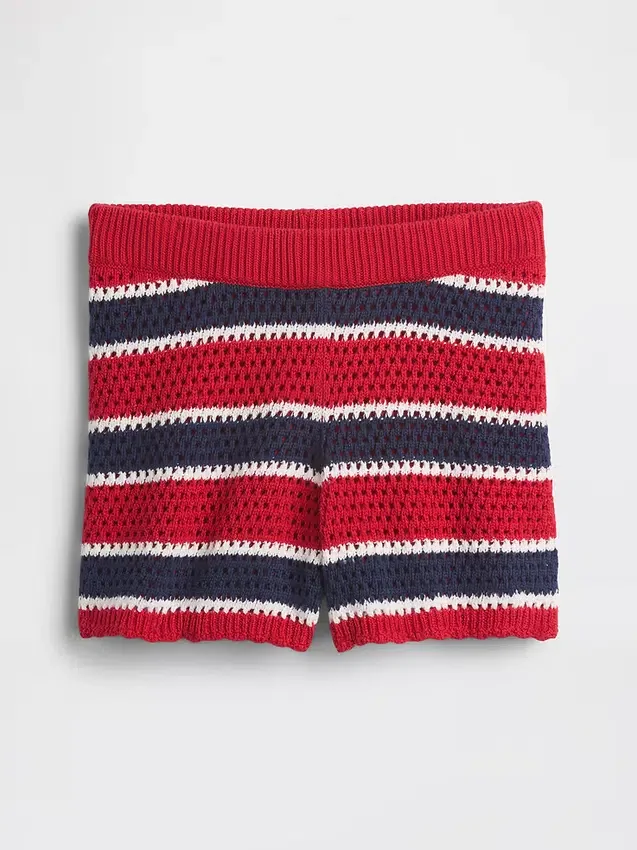 Pantalones cortos fáciles de poner a rayas de ganchillo para niños