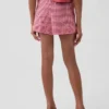 Pantalones cortos fáciles de poner de lino y algodón con estampado de cuadros vichy para niños