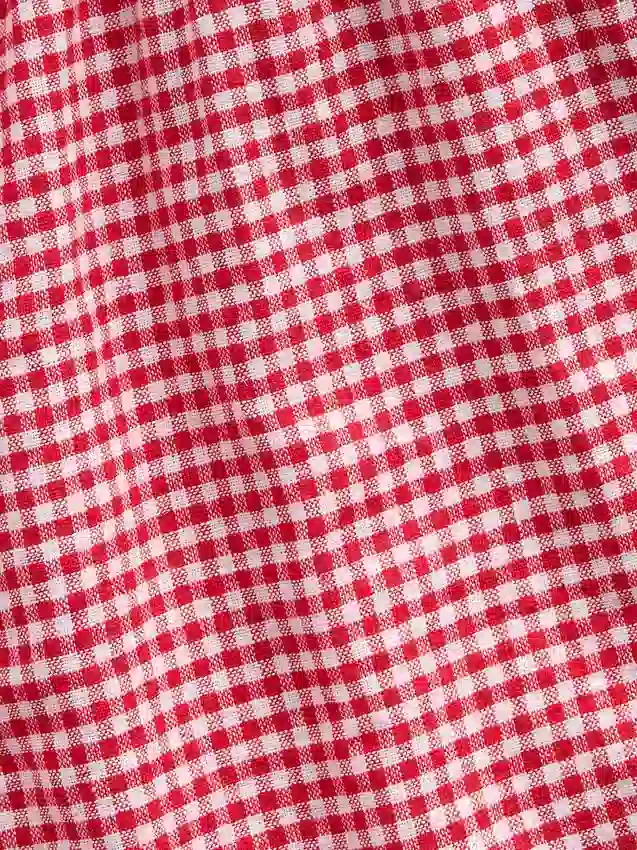 Pantalones cortos fáciles de poner de lino y algodón con estampado de cuadros vichy para niños