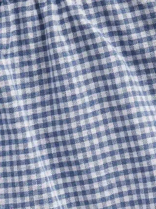 Pantalones cortos fáciles de poner de lino y algodón con estampado de cuadros vichy para niños