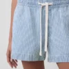 Pantalones cortos fáciles de poner de mezclilla a rayas ultrasuaves