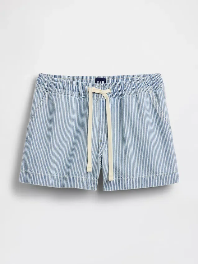 Pantalones cortos fáciles de poner de mezclilla a rayas ultrasuaves