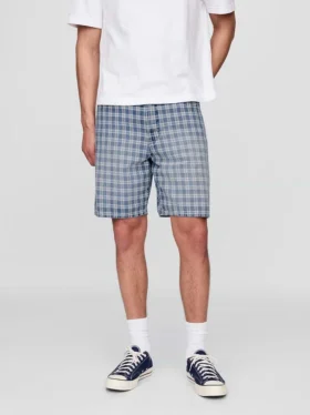 Pantalones cortos holgados de mezclilla a cuadros estilo años 90