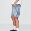 Pantalones cortos holgados de mezclilla a cuadros estilo años 90