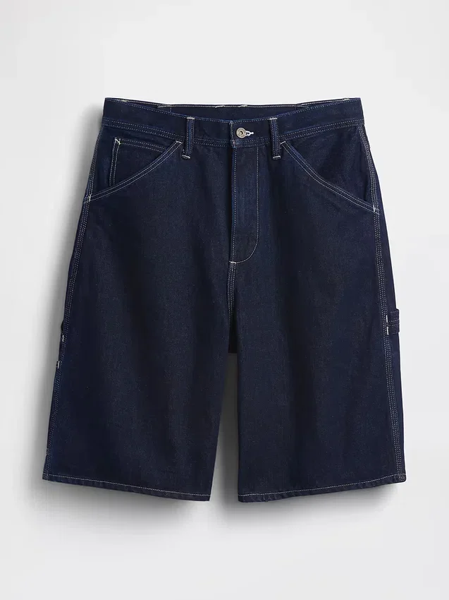 Pantalones cortos holgados de mezclilla estilo carpintero de 10.5"