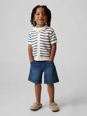 Pantalones cortos holgados de mezclilla ultrasuaves con elástico en la cintura para bebés y niños pequeños