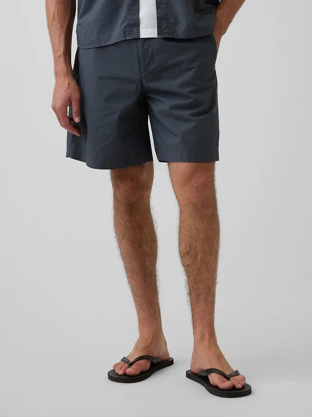 Pantalones cortos holgados de popelín de 7"