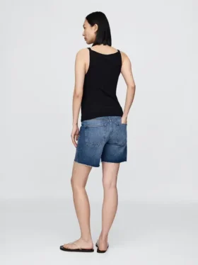 Pantalones cortos premamá de mezclilla de 7″ con panel completo