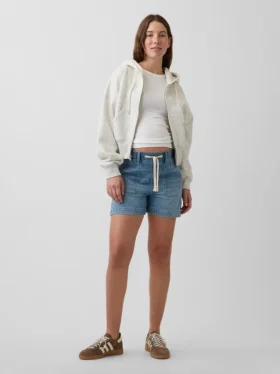 Pantalones cortos premamá de mezclilla ultrasuave con panel completo