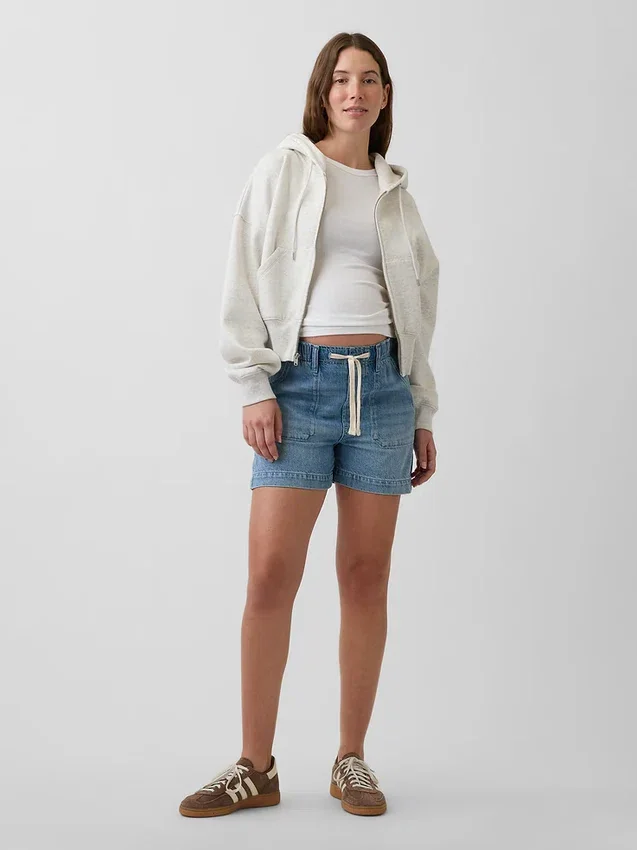 Pantalones cortos premamá de mezclilla ultrasuave con panel completo