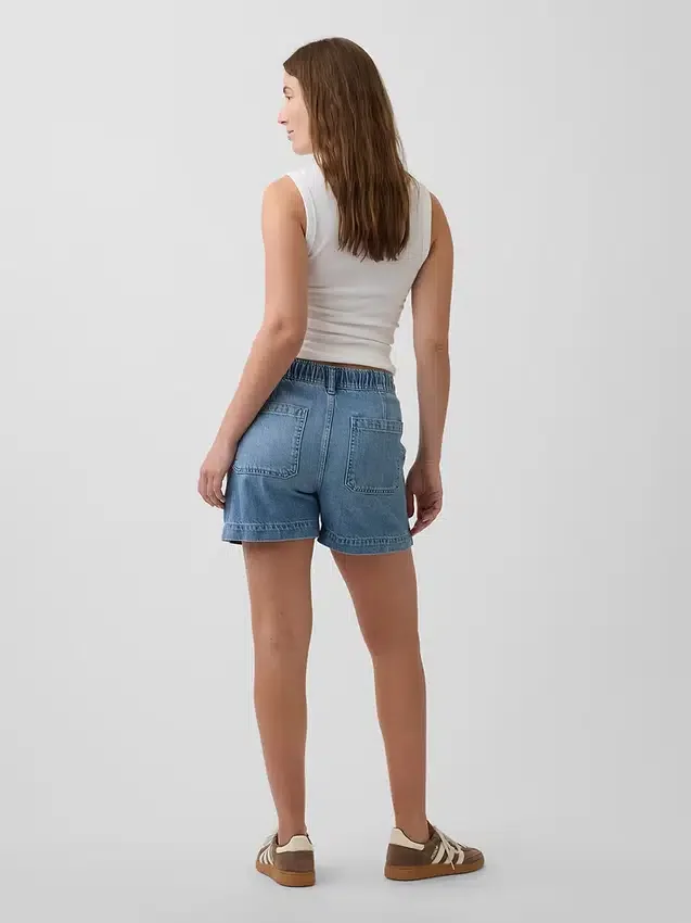 Pantalones cortos premamá de mezclilla ultrasuave con panel completo