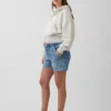 Pantalones cortos premamá de mezclilla ultrasuave con panel completo