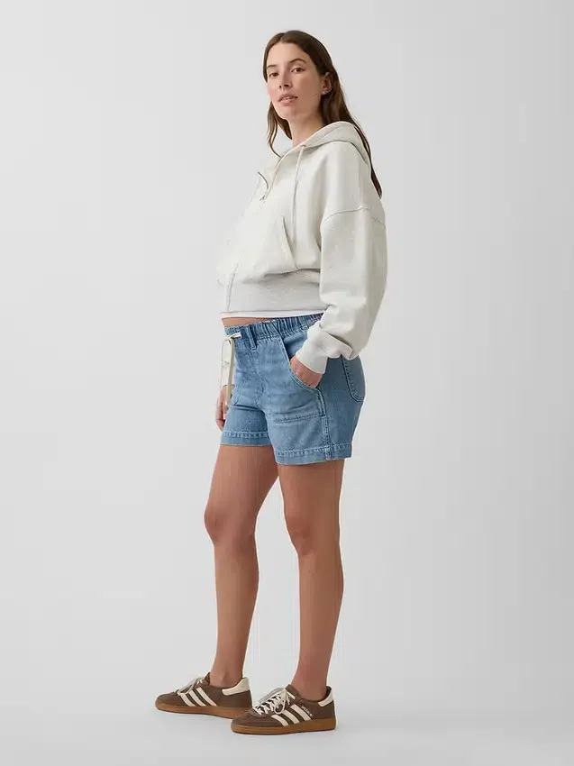 Pantalones cortos premamá de mezclilla ultrasuave con panel completo