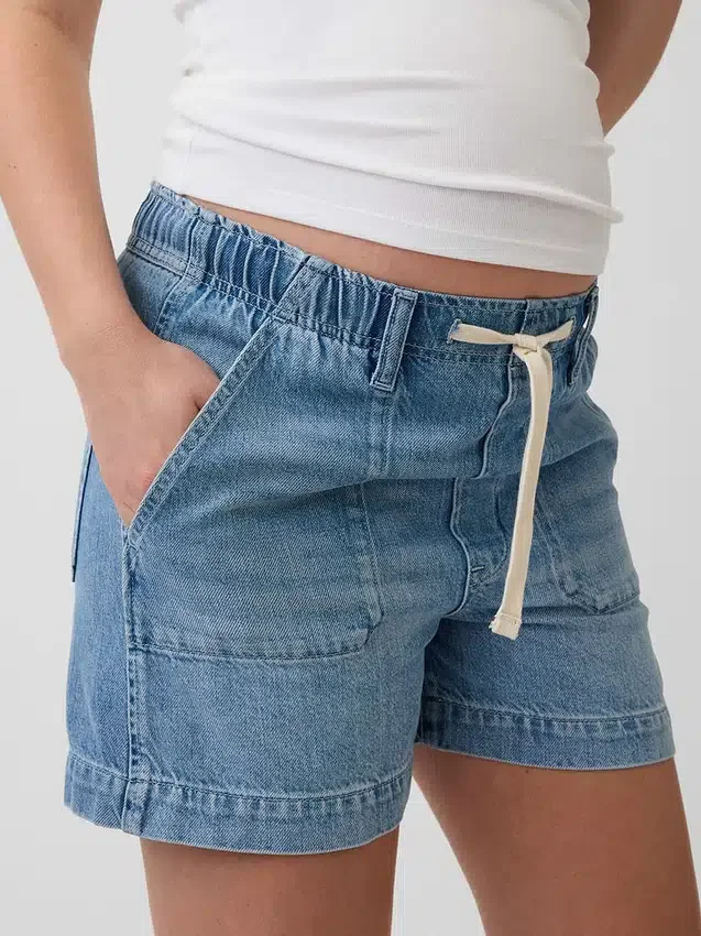 Pantalones cortos premamá de mezclilla ultrasuave con panel completo
