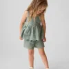 Pantalones cortos sin cordón con dobladillo de ojales para bebés y niños pequeños