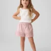 Pantalones cortos sin cordón con dobladillo de ojales para bebés y niños pequeños