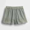 Pantalones cortos sin cordón con dobladillo de ojales para bebés y niños pequeños