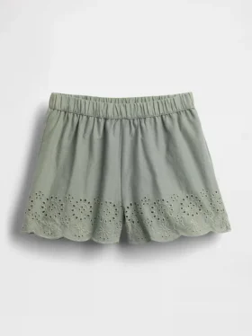 Pantalones cortos sin cordón con dobladillo de ojales para bebés y niños pequeños
