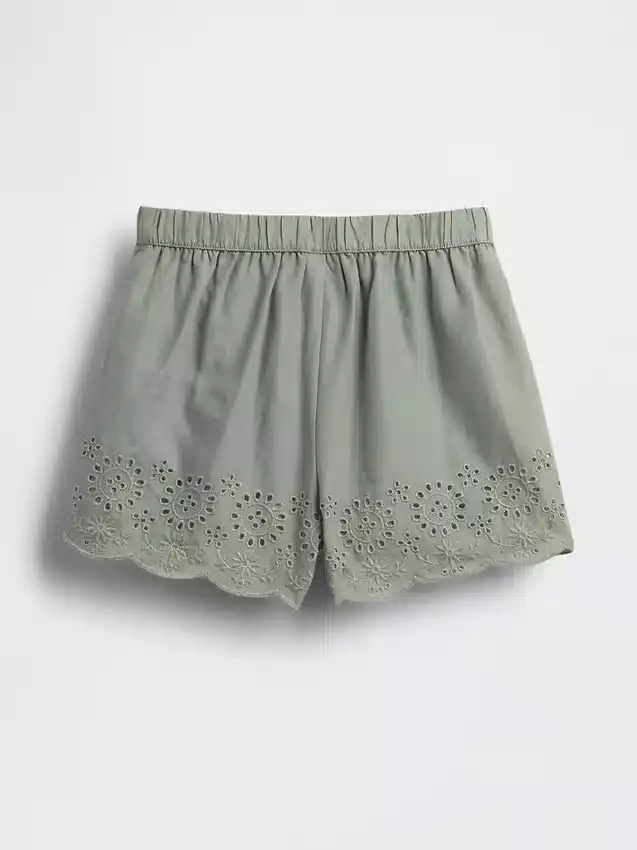 Pantalones cortos sin cordón con dobladillo de ojales para bebés y niños pequeños