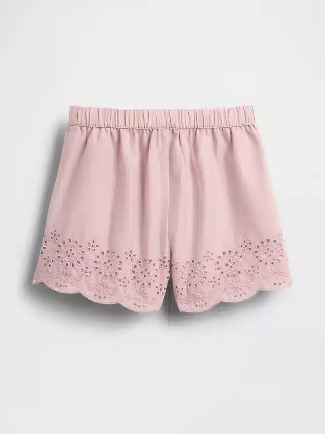 Pantalones cortos sin cordón con dobladillo de ojales para bebés y niños pequeños