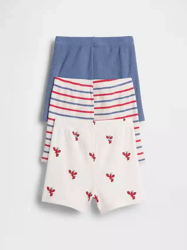 Pantalones cortos sin tirantes a rayas Tinyrib de Baby First Favorites (paquete de 3)