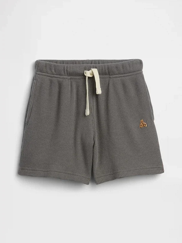 Pantalones cortos tipo waffle sin cordón para bebés y niños pequeños