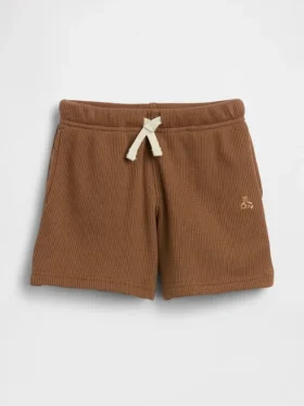 Pantalones cortos tipo waffle sin cordón para bebés y niños pequeños