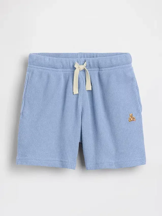 Pantalones cortos tipo waffle sin cordón para bebés y niños pequeños