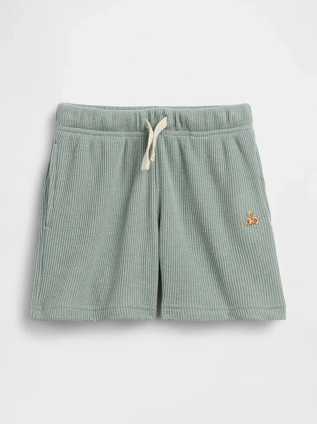 Pantalones cortos tipo waffle sin cordón para bebés y niños pequeños