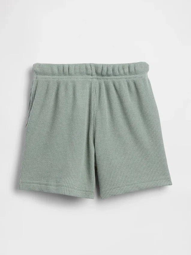 Pantalones cortos tipo waffle sin cordón para bebés y niños pequeños