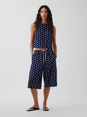 Pantalones culotte holgados y cómodos de mezcla de lino