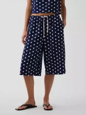 Pantalones culotte holgados y cómodos de mezcla de lino