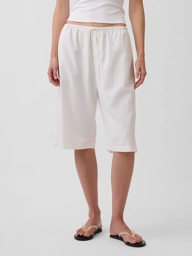 Pantalones culotte holgados y cómodos de mezcla de lino