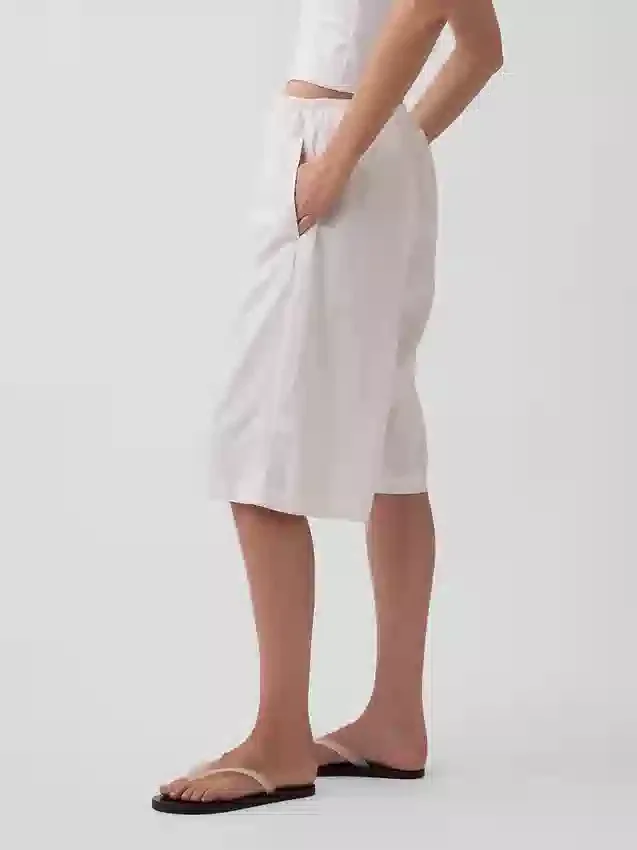 Pantalones culotte holgados y cómodos de mezcla de lino