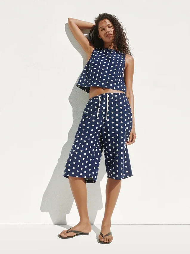 Pantalones culotte holgados y cómodos de mezcla de lino