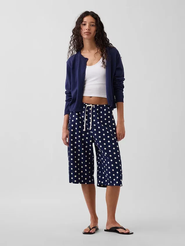 Pantalones culotte holgados y cómodos de mezcla de lino