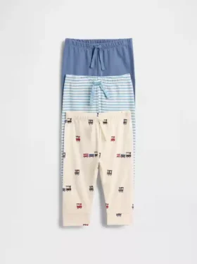 Pantalones de algodón orgánico sin cordón «Baby First Favorites» (paquete de 3)