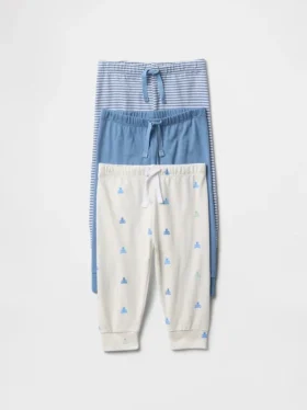 Pantalones de algodón orgánico sin cordón «Baby First Favorites» (paquete de 3)