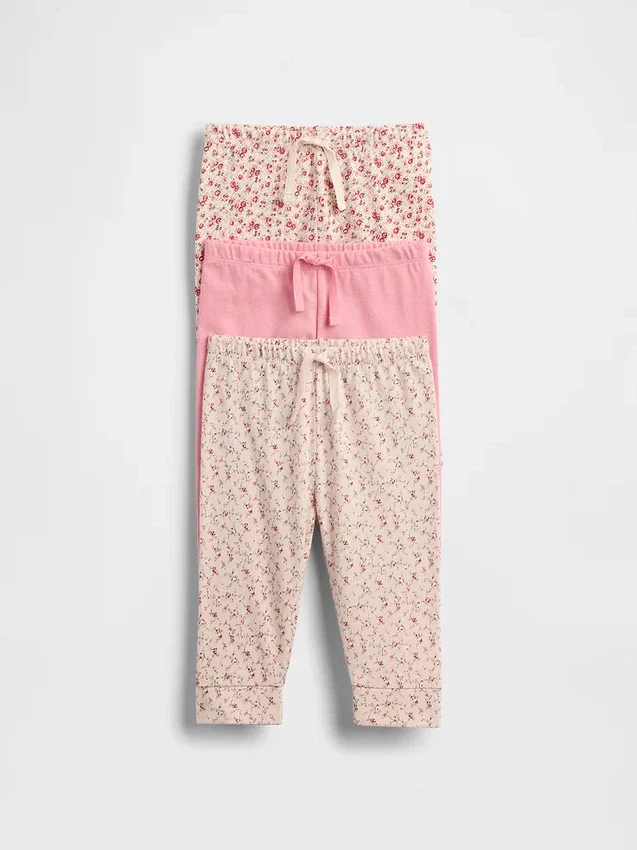 Pantalones de algodón orgánico sin cordón «Baby First Favorites» (paquete de 3)
