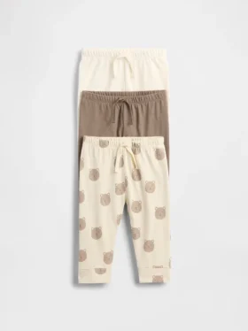 Pantalones de algodón orgánico sin cordón «Baby First Favorites» (paquete de 3)