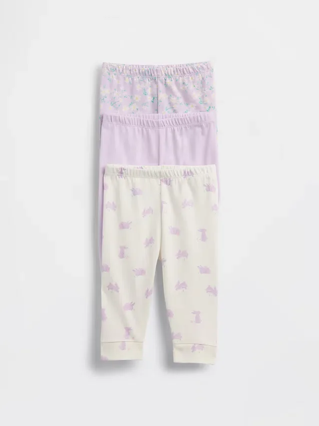 Pantalones de algodón orgánico sin cordón «Baby First Favorites» (paquete de 3)