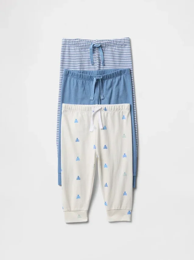 Pantalones de algodón orgánico sin cordón «Baby First Favorites» (paquete de 3)